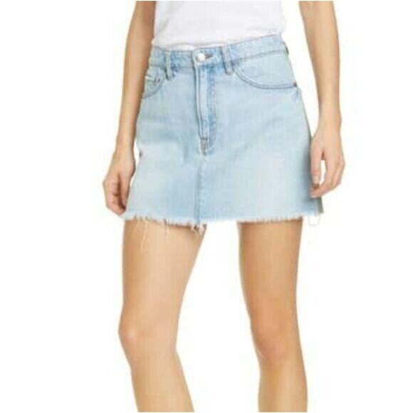 Frame Le Mini Cargo Mix Cotton Fray Hem Denim Skirt in Canteburry NEW Women's 27 - Picture 2 of 10